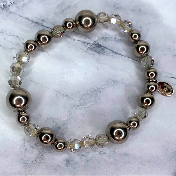 Tarina Tarantino Silver beaded Crystal Bracelet